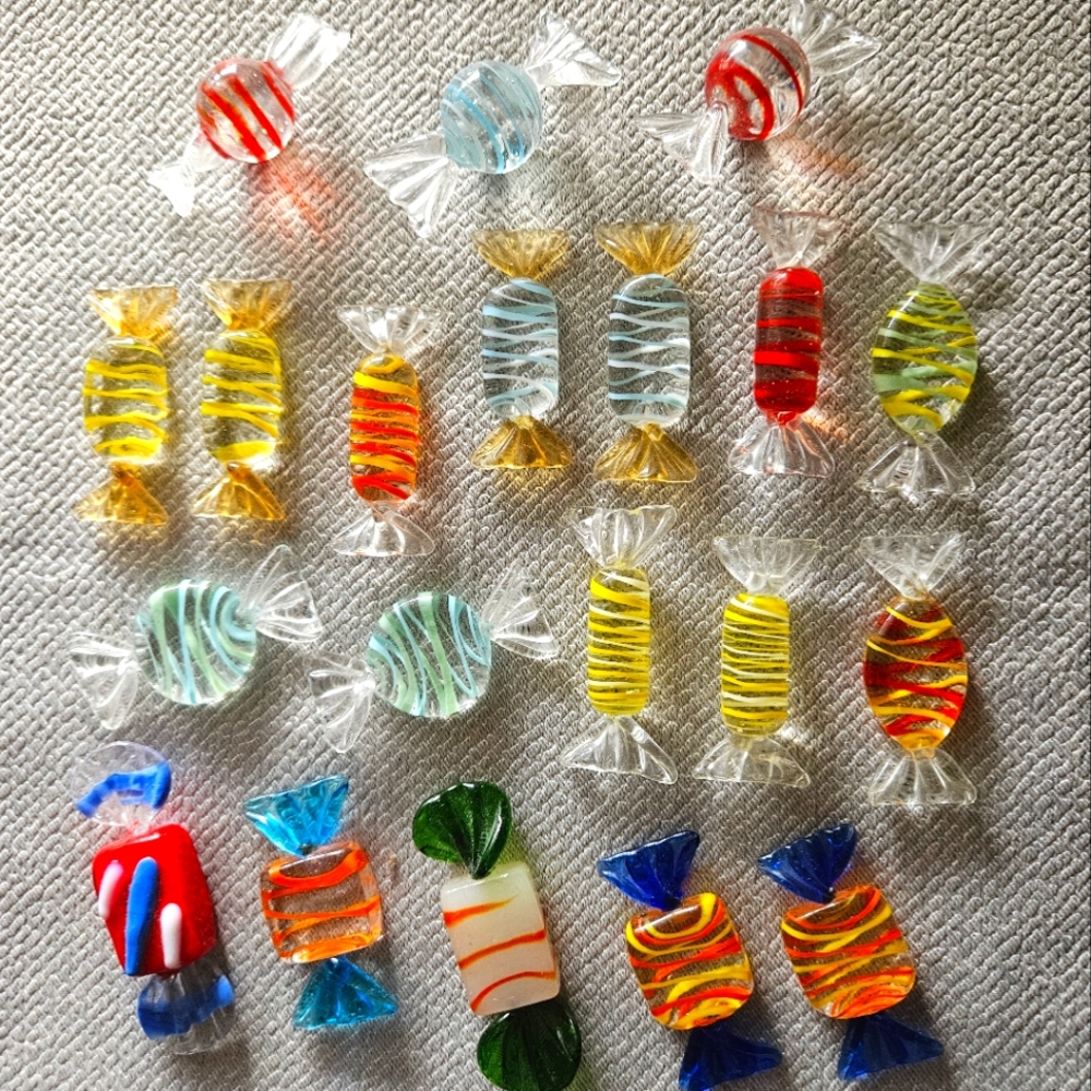Colorful Glass Candy Decorations - 20 pieces - Possibly Vintage